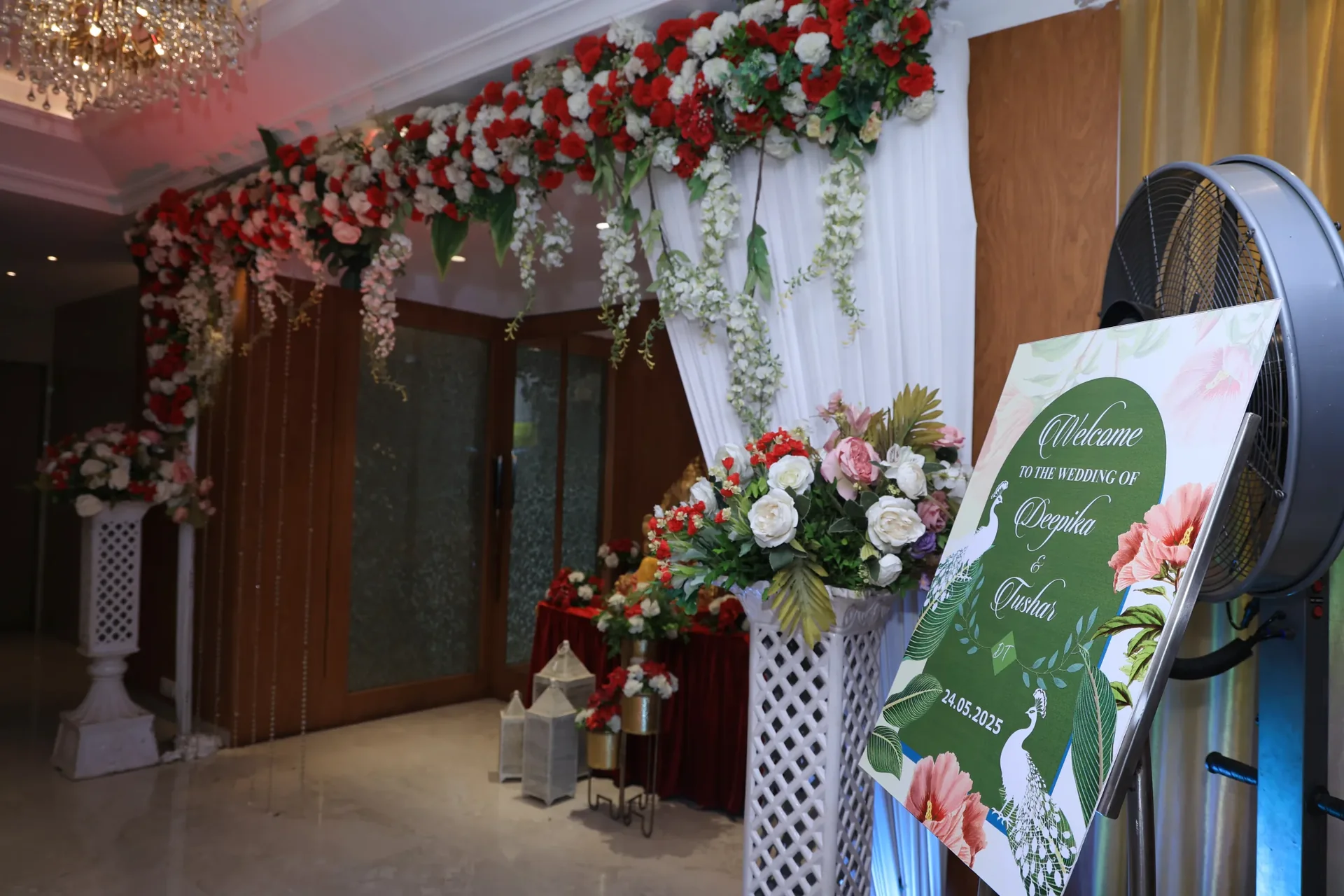 The grand ballroom at Golden Leaf, dressed for a celebration